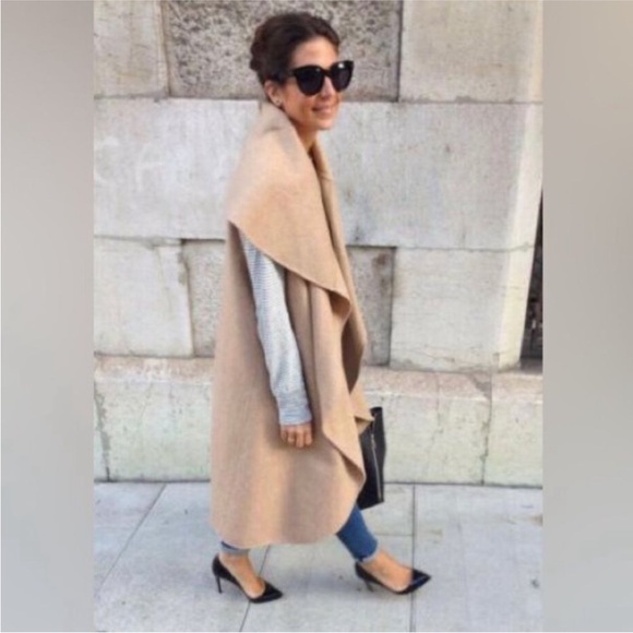 Zara camel double faced wool vest coat - Picture 2 of 7
